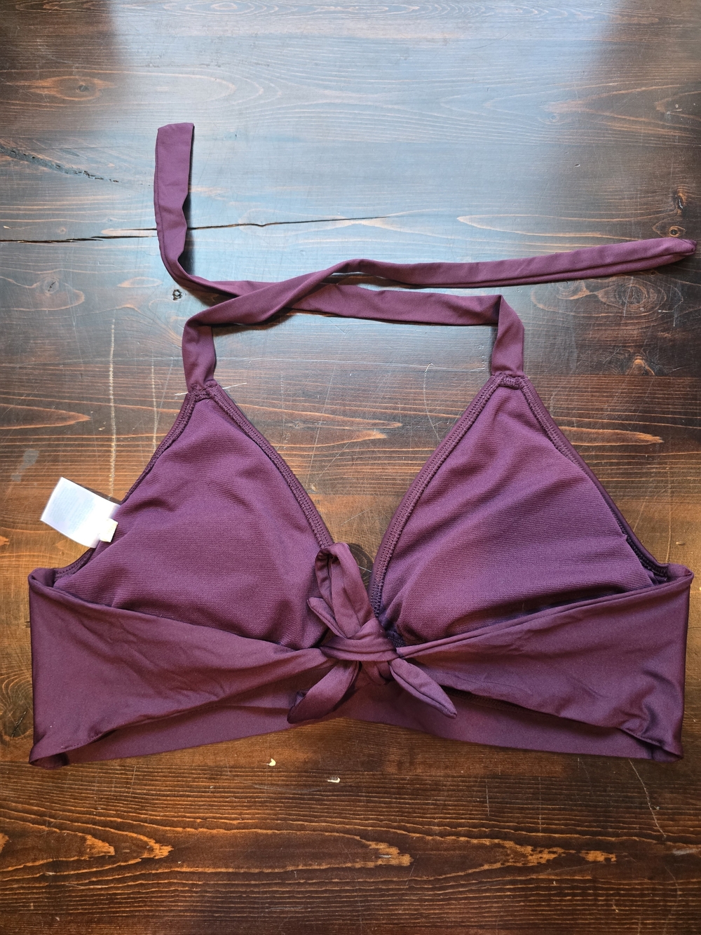Kona Sol Plum Faux Wrap Halter Bikini Top - Size D/DD - Burgundy Swim Top - Picture 2 of 3